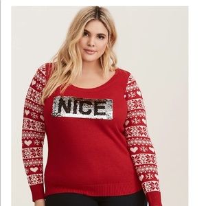 Torrid sequin naughty/nice sequin sweater size 3